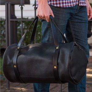 Go Forth Goods Leather Weekender Duffle Bag Black Leather Made in USA